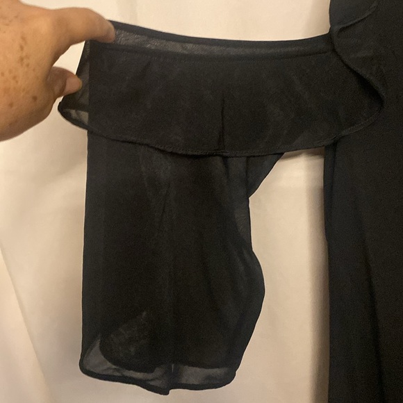 NWT French Connection Ft Ruffle Mix Jersey Mini Dress, Size 8 Color Black. - Picture 2 of 11